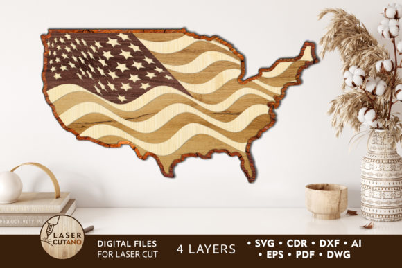 3D USA Map 4th of July Cut Files: A Multilayer Design