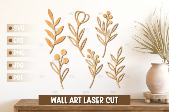 6 Botanical Florals Wall Art Laser Cut