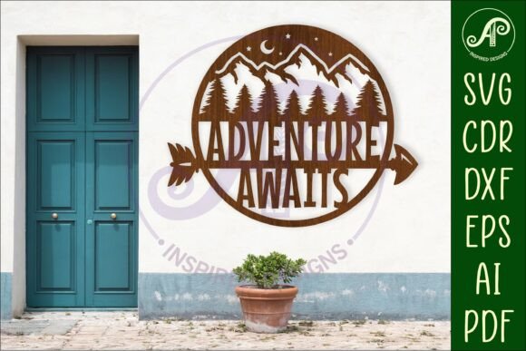 Adventure Awaits Mountains Wall Art Sign