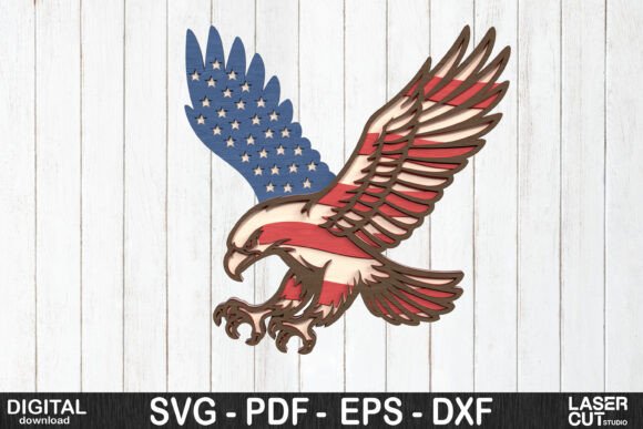 American Flag Eagle SVG Laser Cut for Patriotic Crafts