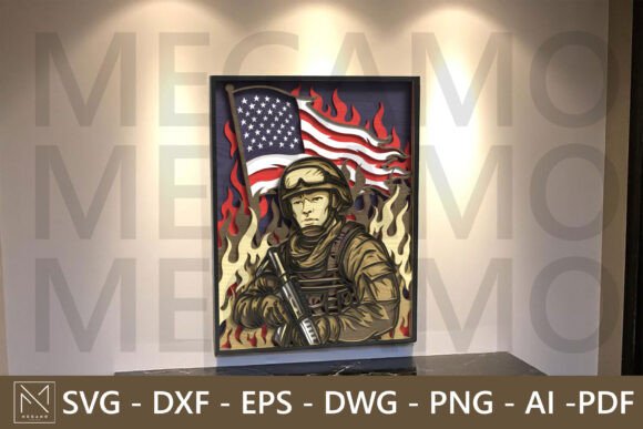American Soldier Fire Flag SVG: Bold Patriotic Design