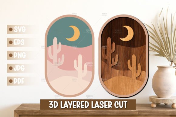 Boho Landscape Laser Cut Wall Art SVG