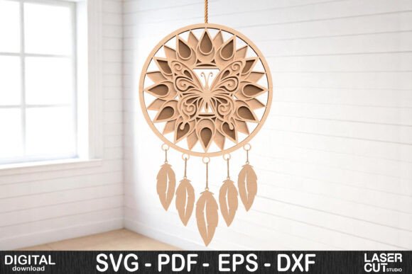 Butterfly Mandala Dreamcatcher SVG: Stunning Laser Cut Designs