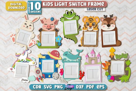 Charming Kids Light Switch Frame Laser Cut Bundle