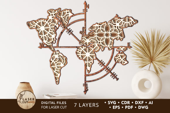 Compass Map Multilayer Laser Cut Files: A Modern Decor Masterpiece