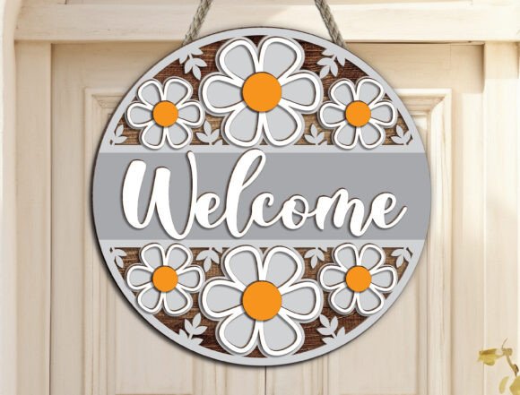 Daisy Welcome Door Hanger SVG: A Creative Design Asset