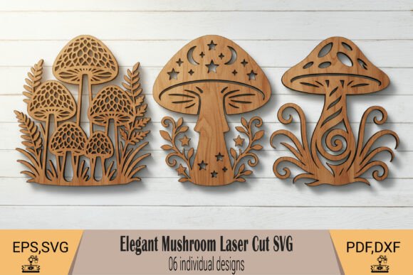 Elegant Mushroom Wall Art Laser SVG
