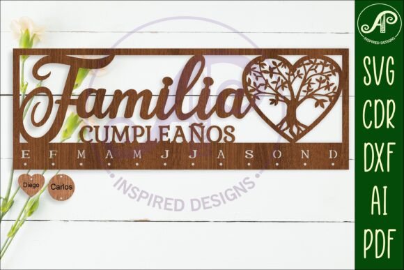 Familia Cumpleaños Calendar SVG Laser