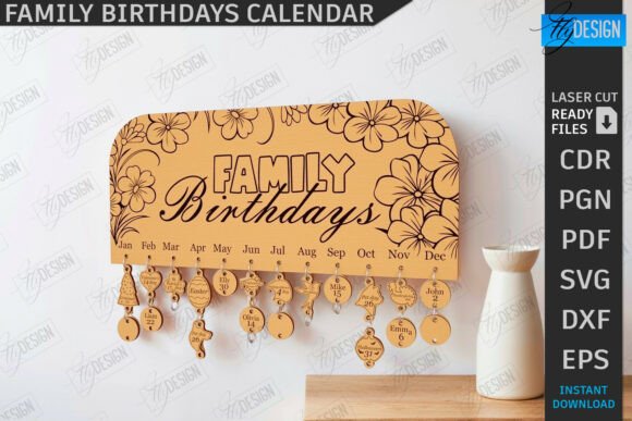 Family Birthdays Calendar Laser Cut |CNC