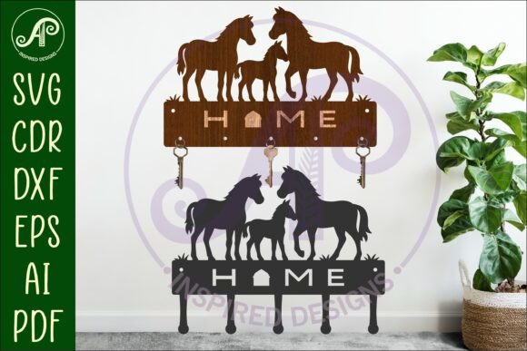 Farm Horse Key Holder Designs Laser Cut