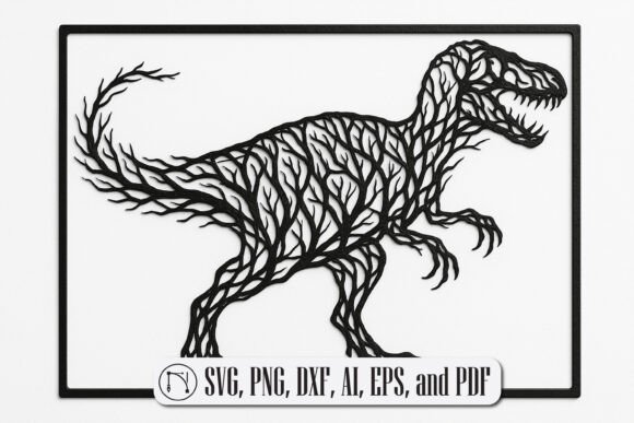 Laser Cut Tree in Dinosaur SVG Cut File