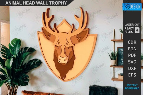 Layered Animal Head Trophy Laser Cut: Elevate Your Space