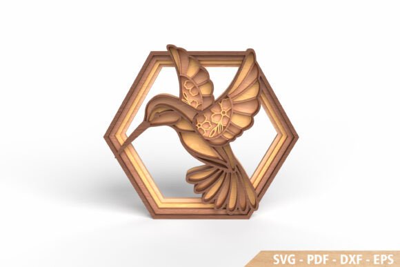 Layered Hummingbird Wall Art: Laser Cut Digital Designs