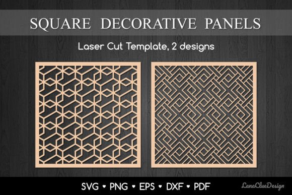 Modern Square Panels with Geometric Pattern SVG for Design