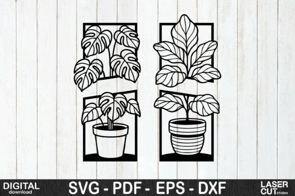 Monstera & Fig Leaf Wall Art Set: Digital Design Files