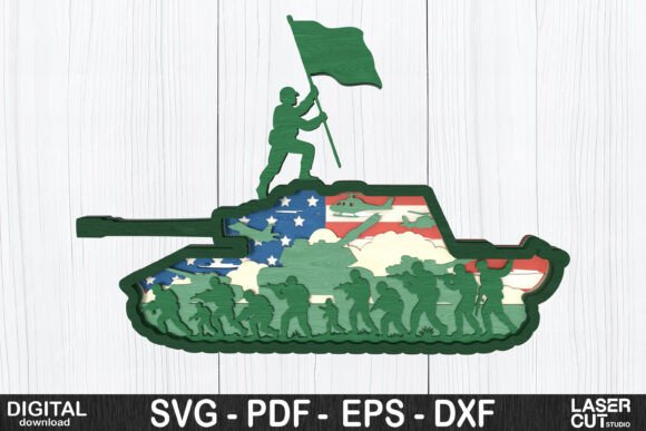Patriotic Tank & Soldiers SVG: Laser-Ready Digital Art