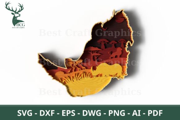 Rhino Head SVG: Layered Safari Scene Art