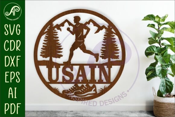 Runner Male Name Sign Svg Laser Cut Wall