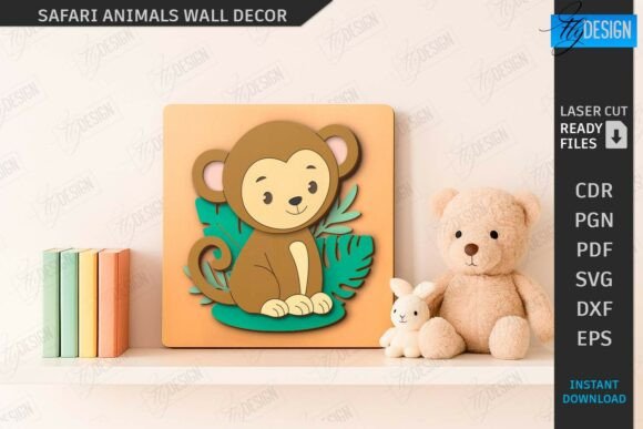 Safari Animals Wall Decor Laser Cut for Kids' Rooms